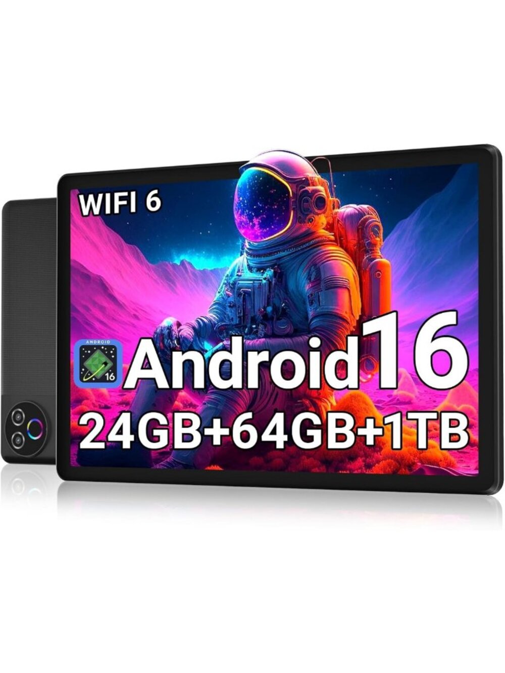 10-Inch Android Tablet, 24GB RAM, 64GB Storage, 1TB Expandable, HD IPS, Fast
